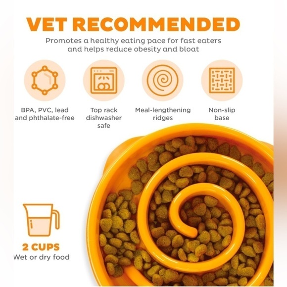 Outward  Hound Slo Feeder Fun Bowl Dog Dish - Picture 4 of 5